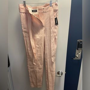 Express Pink Linen Ankle Pants; Size 4R